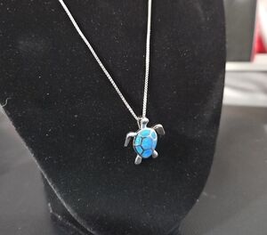 925 Opal Turtle Pendant Necklace